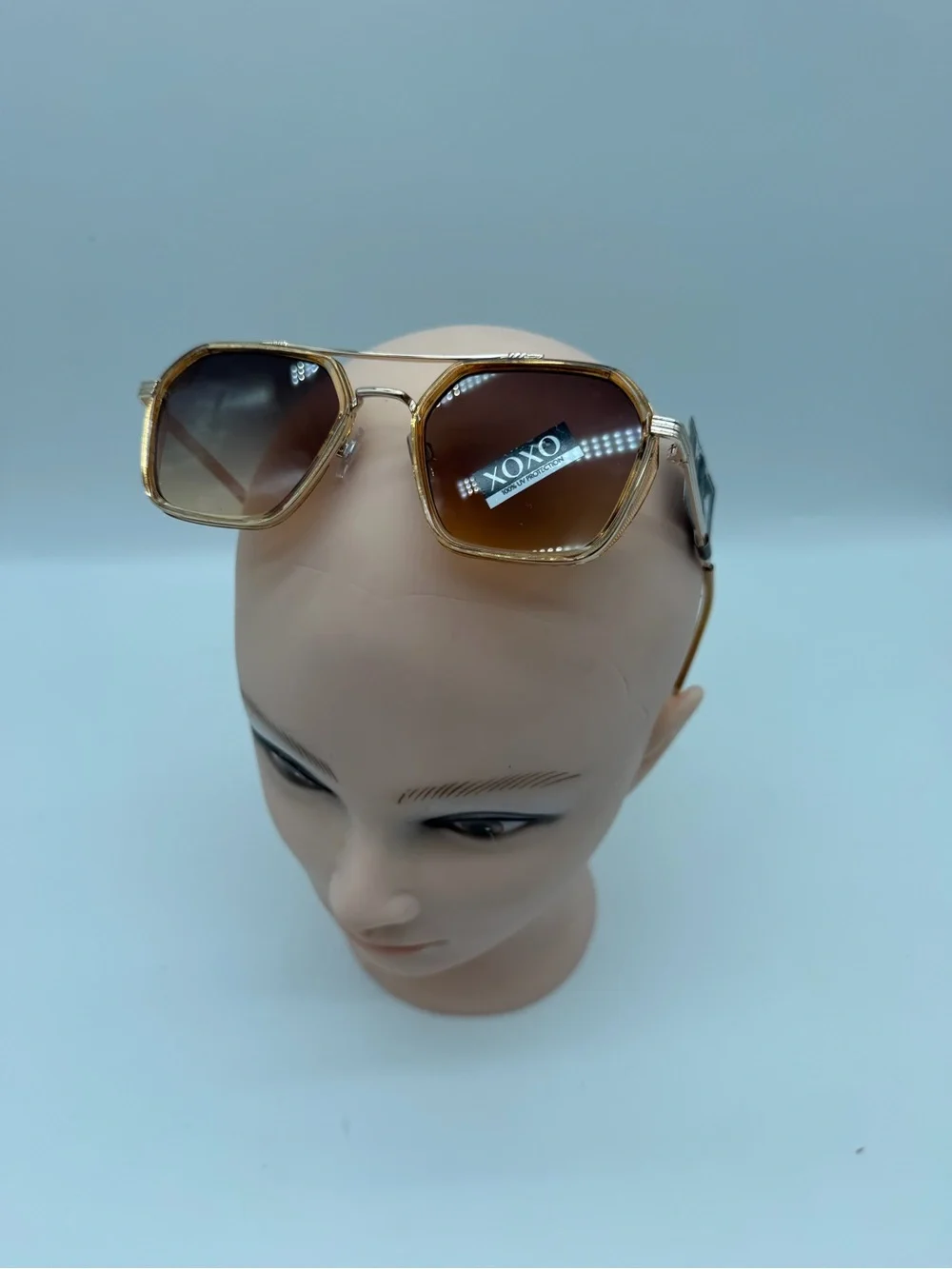 XOXO‎ Gold-Tone Hexagon Sunglasses with Brown Gradient Lenses